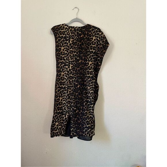 Lafayette 148 Talulah Leopard Print Wool Dress Sz‎ 8 ruffle side - Picture 2 of 9
